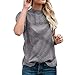 Camisetas Mujer SHOBDW Dia de la Mujer Verano Patchwork De Encaje Casual Ahuecar Volantes Manga Corta Suéter De Cuello De Tortuga Linda Blusa Floral Camiseta Blanca para Mujer (S, Gris)