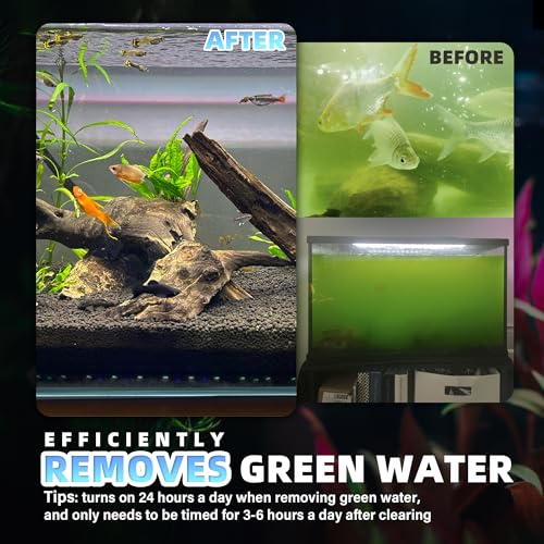 Tararium Aquarium Filter U-V Light W/Timer For 40-150 Gal. Fish Turtle Tank, 8W U-V 24W Silent Canister Internal Filter Submersible Power Pump Air Supply Saltwater Freshwater Green Clean Machine Green Killing thumb #2