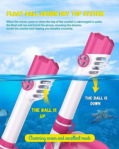 Máscara de snorkel facial completa para niños WSTOO, con vista panorámica de 180 grados, antivaho y a prueba de fugas, con tubo respirador y snorkel seco miniatura 6