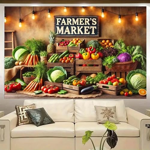 Fondo Vinilo Mercado Agricultores 7x5ft miniatura 7