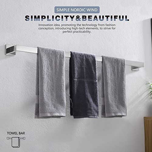 Image of KOKOSIRI 36-Inch Single Towel Bar, Bathroom Kitchen Towel Holder, Wall Mounted SUS304 Stainless Steel Towel Rack, Polished Chrome, B4003CH-L36