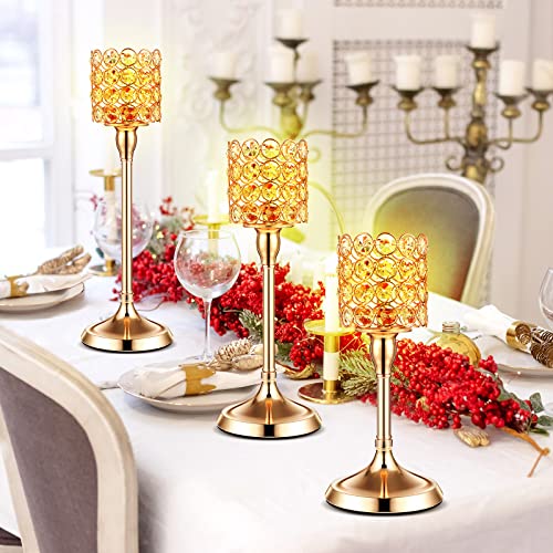 12 Pcs Gold Crystal Votive Candle Holders 10 In 12 In 14 In Cylinder Candle Stick For Wedding Centerpieces, Home Decor, Housewarming Gift, Dining Table Decor #TOP4