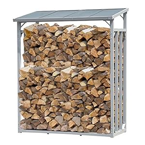 QUICK STAR aluminium brandhoutrek 130 x 70 x 185 cm tuin brandhoutopslag 1,6 m3 brandhoutopslag stapelhulp buiten
