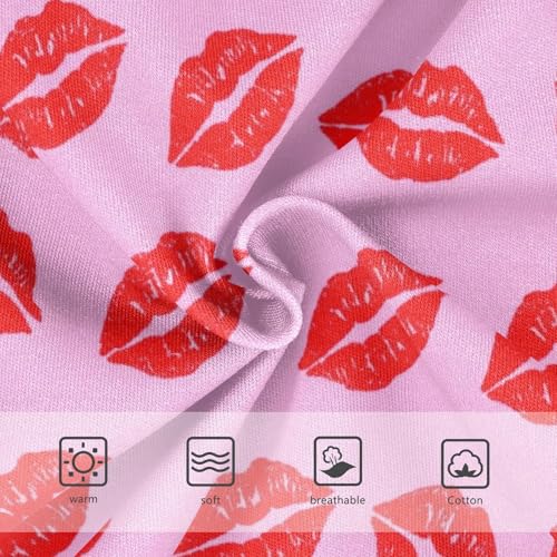 Joisal Girls Underwear Toddlers 2t Cotton Girl Panties Cute Pattern Underpants Briefs Red Lipstick Prints Valentine Pink3