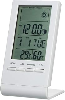 Room Thermometer Mini Digital Temperature Humidity Meter Thermometer Indoor Hygrometer Monitor Gauge Alarm Clock with Max Min Value Display (Color : White)