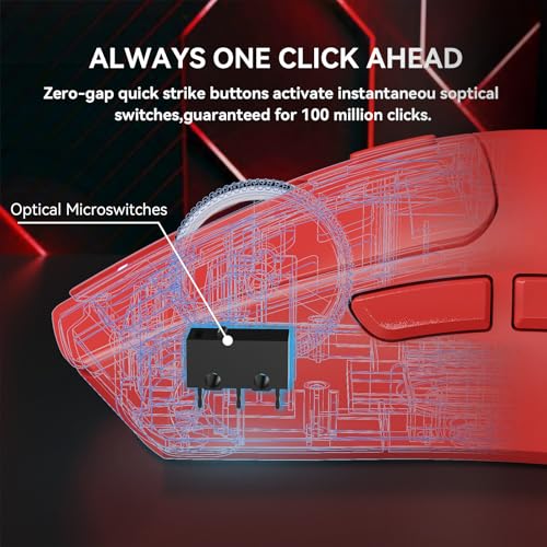 Image of ATTACK SHARK X1 Wireless Gaming Mouse with RGB Charging Dock, PAW3395 PRO Sensor Up to 40K DPI,53g Ultra Light Tri-Mode Computer Mice,1KHz Polling Rate 5 Programmable Buttons for WIN /MAC-Red