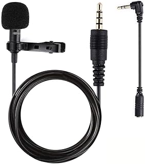 Lavalier Microphone, Professional Grade Omnidirectional Lapel Mic with Easy Clip on System, Perfect for Recording Interview/Video Conference/Podcast/Voice Dictation/Phone