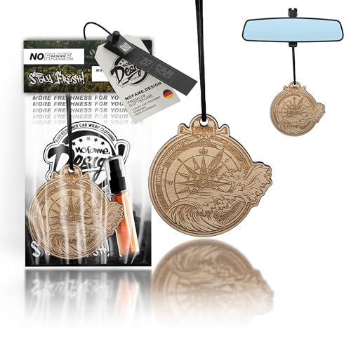 Auto Duftbaum Duft Lufterfrischer Holz | 10 Motive | Auto Aufhänger Diffusor | Luxus Duft Auto Parfüm | Geschenke für Männer Frauen | Inkl. 5ml Duftspray Gentleman (Kompass, Gentleman)