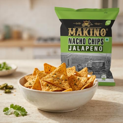 Image of Makino - Nacho Chips Jalapeno Flavour 150 Gram | Tortilla | Healthy | Tasty Savoury Snack | Delicious Nacho Chips | Low Calorie - Pack Of 3
