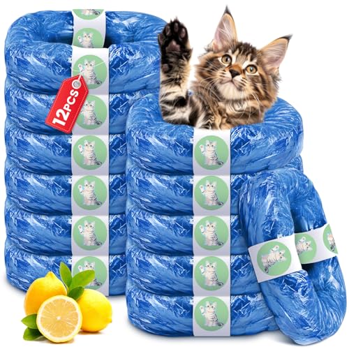 Nachfüllkassetten für Katzenstreu Entsorgungseimer 12 Stück 4.5M Nachfüllbeutel EVOH Material Verbesserte Geruchsresistenz und Haltbarkeit Kompatibel mit Windeleimer & Katzenstreueimer (WN07-12)
