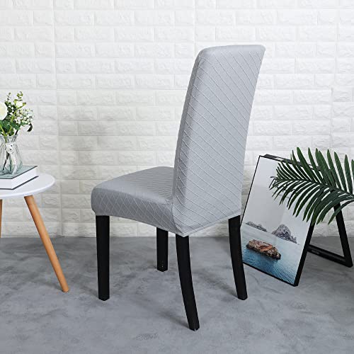 Forcheer Waterproof Chair Covers For Dining Room Set Of 4 Grey Jacquard Kitchen Chair Slipcovers For Parson Chairs Elastic Washable (4,Jacquard Light Grey) #TOP4