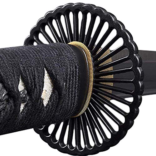 Handmade Sword - Unsharpened Iaido Iaito Katana Training Sword, Handmade, Stainless Steel, Full Tang, Brass Fittings, Empire Wheel Tsuba, Black Scabbard