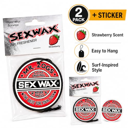 Image of SEX WAX Car Air Freshener | Hanging Long Lasting Scent Car Air Freshener for Auto and Home | Strawberry, 2 Air Freshener (Strawberry)