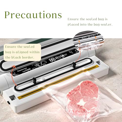 Image of Food Saver Vacuum Sealer Machine - 75KPA Powerful Vacuum Sealer for Food with 20 Bags, Compact Food Vacuum Sealer Machine w /Digital Timer, Easy to Use for Home Kitchen