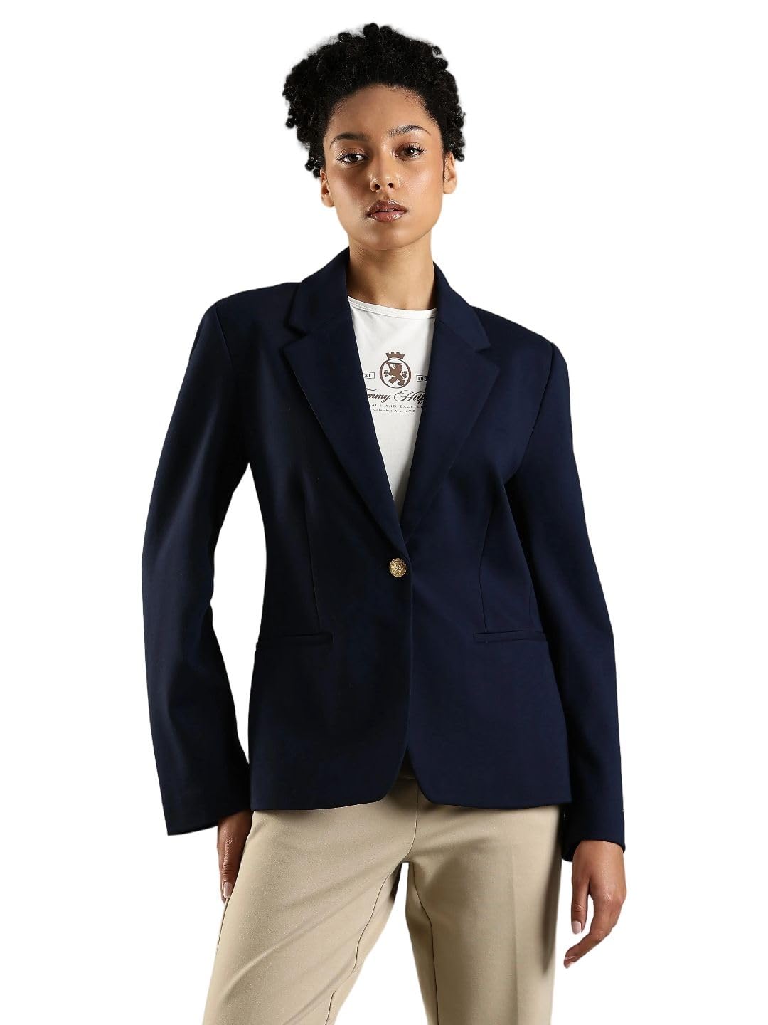 tommy hilfiger Regular fit Notch Collared Viscose Single Breasted Blazer-picture-42