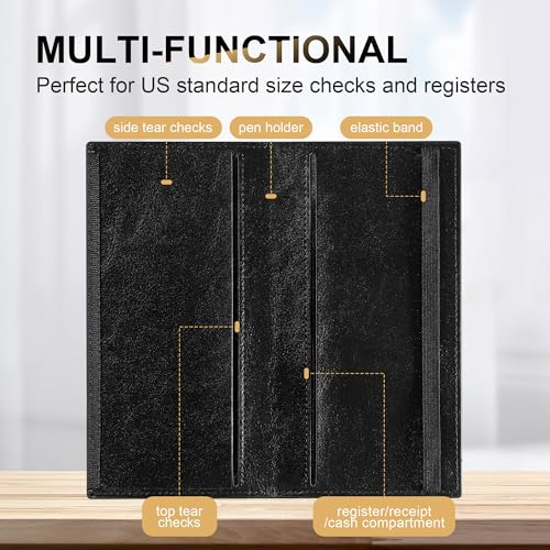 Image of CASMONAL Checkbook Covers for Personal Checkbook Holder RFID Premium Vegan Leather Checkbook Cover for Duplicate Checks