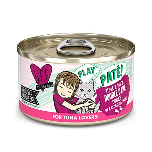 Weruva B.F.F. Play - Best Feline Friend Paté Lovers, Aw Yeah!, Tuna & Duck Double Dare with Tuna & Duck, 2.8oz Can (Pack of 12)