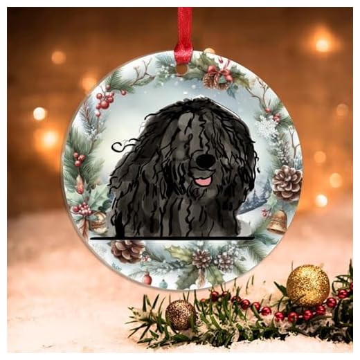 Swavecat Christmas Ornament Watercolor Peeking Dog Mom Pet Novelty Acrylic Christmas Ornaments Bergamasco Shepherd Ornaments for Christmas Tree New Puppy Dog Christmas Party Supplies