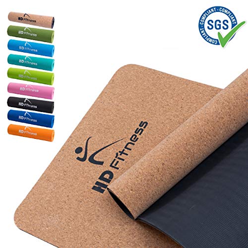 HD Fitness Colchoneta Antideslizante para Yoga Pilates, Crossfit Gimnasio Deportes  Ecológica en TPE  Corcho