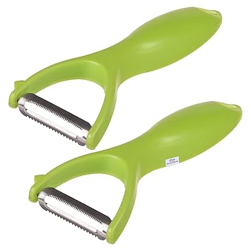 Peeler|Plastic Vegetable Peeler|Fruit Peeler|Non-Slip Handle|Steel Sharp Straight Blade|Y Shaped Peeler|Kitchen Peeler|Pack of 2 (Green)