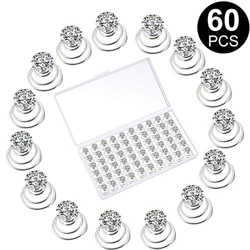 WILLBOND 60 Pieces Rhinestone Crystal Twisters Set Spiral Hair Pin Coil for Wedding, Bridal, Prom, Party and Important Occasion with Clear Container (Clear)2