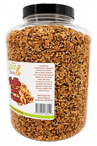 Image of Waffle Cone Pieces 3.75 lbs. | Crunchy Ice Cream & Dessert Topping | Crispy Crumbles for Sundaes, Milkshakes, Cakes, Frozen Yogurt & Baking | Ready to Use | Bulk Resealable Container | Dasher's Spice & Beans