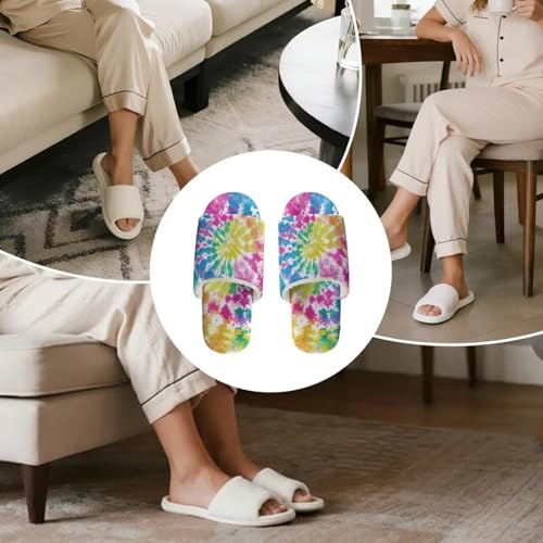 Women Men Open Toe House Slippers Soft Cozy Indoor Lightweight Flannel Plush Slippers 7