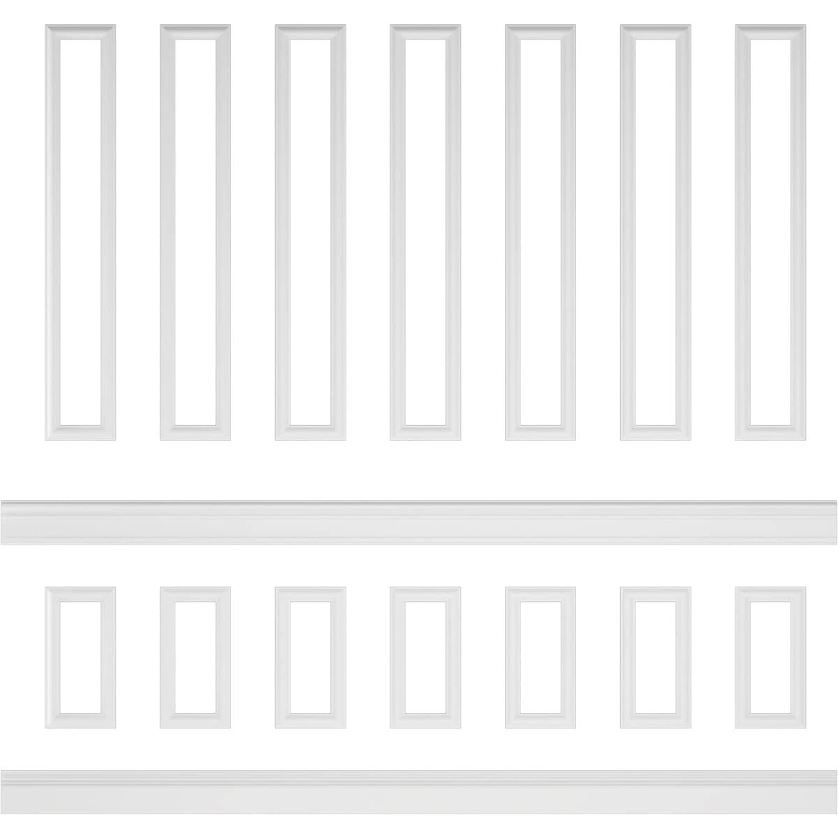 WPKUST022P096 94 1/2"L (Adjustable 96"H to 120"H) Ashford Square Panel Stacked Wall Wainscot Paneling Kit