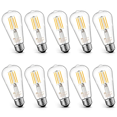 Best Promo Mastery Mart Vintage LED Light Bulb, Glass ST21 Antique Edison Style, Dimmable 5.5W (60 Watt Equivalent), 500LM 4000K Cool White, E26 Decorative Filament Bulb, UL and Energy Star, 10 Pack