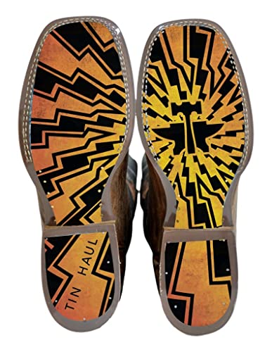 Tin Haul Men's Lightning Bolt Western Boot Broad Square Toe - 14-020-0077-0463 BR 11 D(M) US3