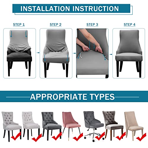 Liykimt Stretch Wingback Side Chair Slipcover-Accent Chair Cover Slipcover With Arm,Washable Upholstered Arm Dining Chair With Nailed Trim Protector For Dining Living Room Set Of 2,Beige thumb #5