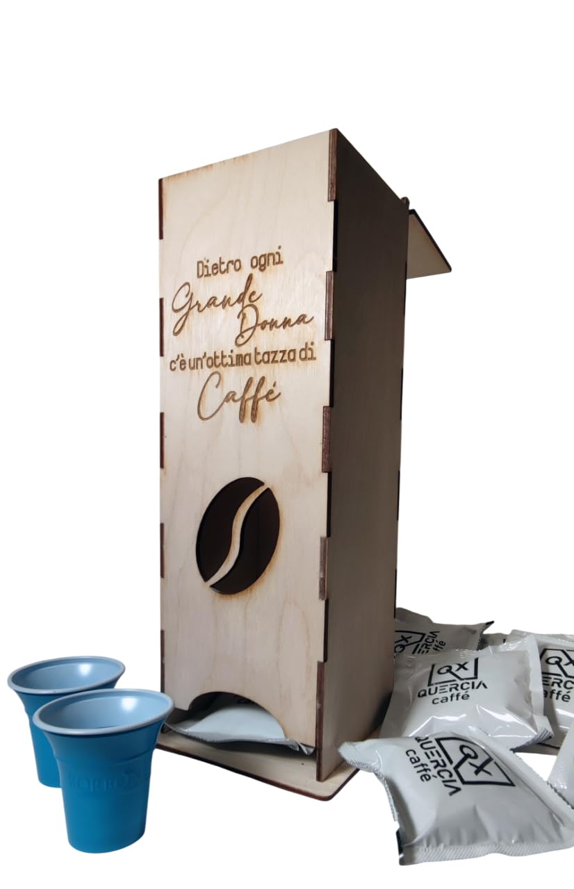 Portacialde UNIVERSLE in legno di betulla con frase incisa cialda cialde per Borbone Lollo kimbo (Dietro ogni grande donna)