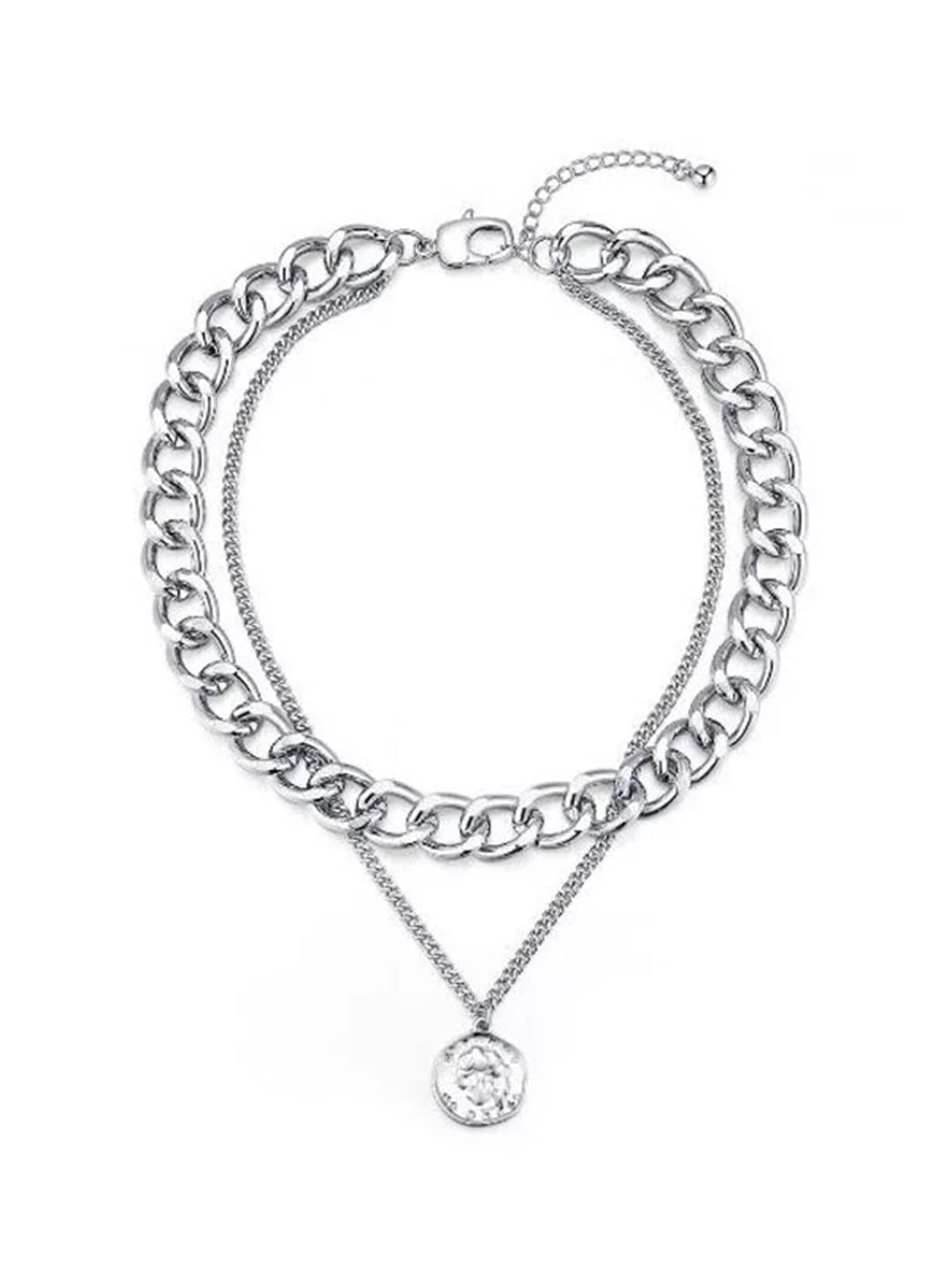 Vembley Women Trendy Silver Coin Pendant Chunky Chain Layered Necklace (B0B1MWL71L) Amazon Price History, Amazon Price Tracker