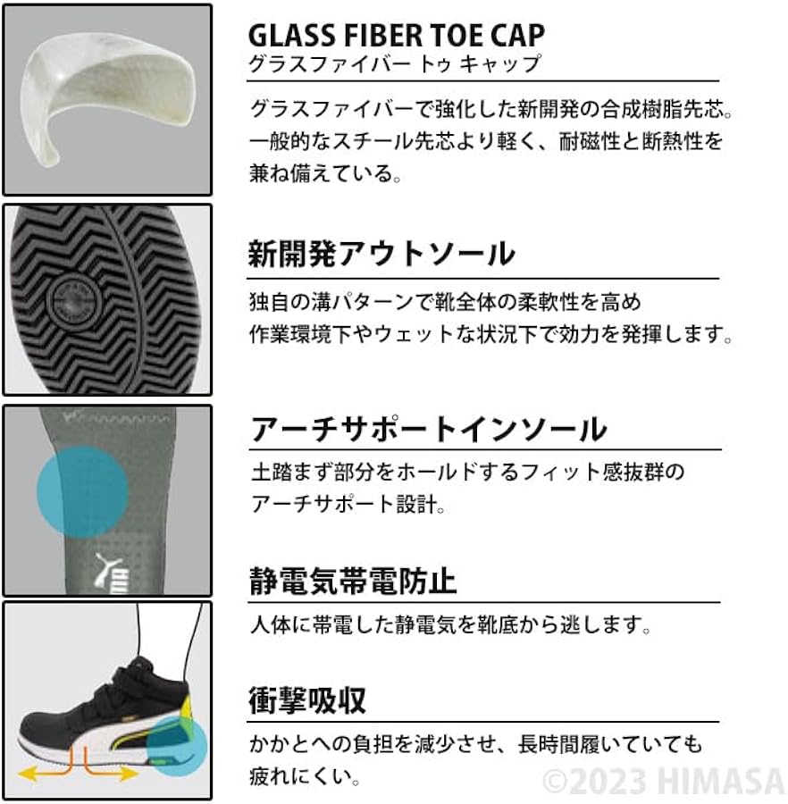 [プーマ] ワークシューズ JSAA A種認定 先芯合成樹脂 衝撃吸収【新品】 Amazon | [プーマセーフティー] ワークシューズ JSAA A種認定 先