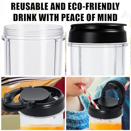 Repuesto Poweka 3 vasos 16 oz con tapa para licuadora miniatura 5