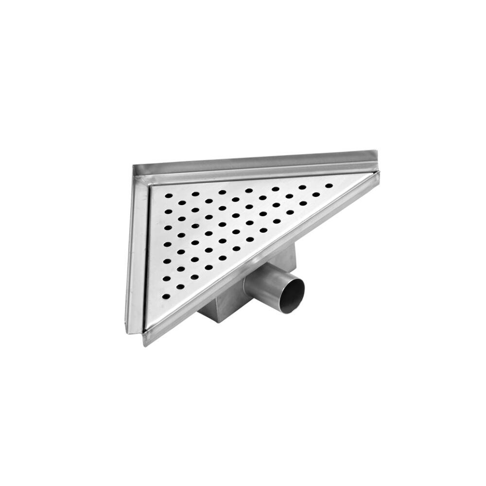 Milano Corner Brushed Stainless Steel Shower Drain Grate - 262Mm