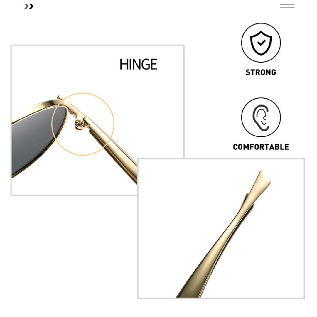 Luksusowe okulary przeciwsłoneczne damskie retro z dużą owalną ramką, złote, przezroczyste soczewki, okulary przeciwsłoneczne typu pilot, UV400, męskie, duże
