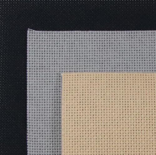 Image of KCS 3 pc of 15 inch x 18 inch(38cmx45cm) 18 Count Cross Stitch Cotton Aida Cloth Needlework Rolled Fabric Box,18CT,Khaki+Medium Grey+Black