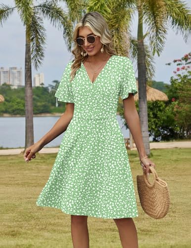 Image of Zeagoo Womens Summer Dresses Wrap V Neck Dress Floral A-Line Ruffle Sleeve Casual Sundress with Pockets 2026