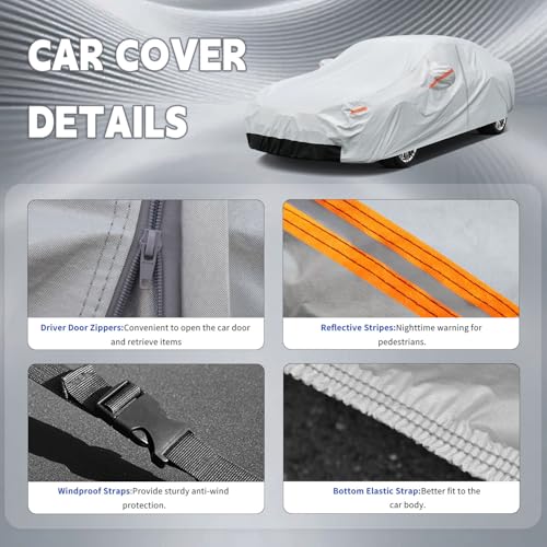Image of GUNHYI 6 Layer Car Cover Custom Fit Toyota Avalon (2004-2022) Waterproof All Weather, Heavy Duty Outdoor Snow Sun Rain Uv Protection (Ships from US Warehouse, Delivery 3-5 Days)