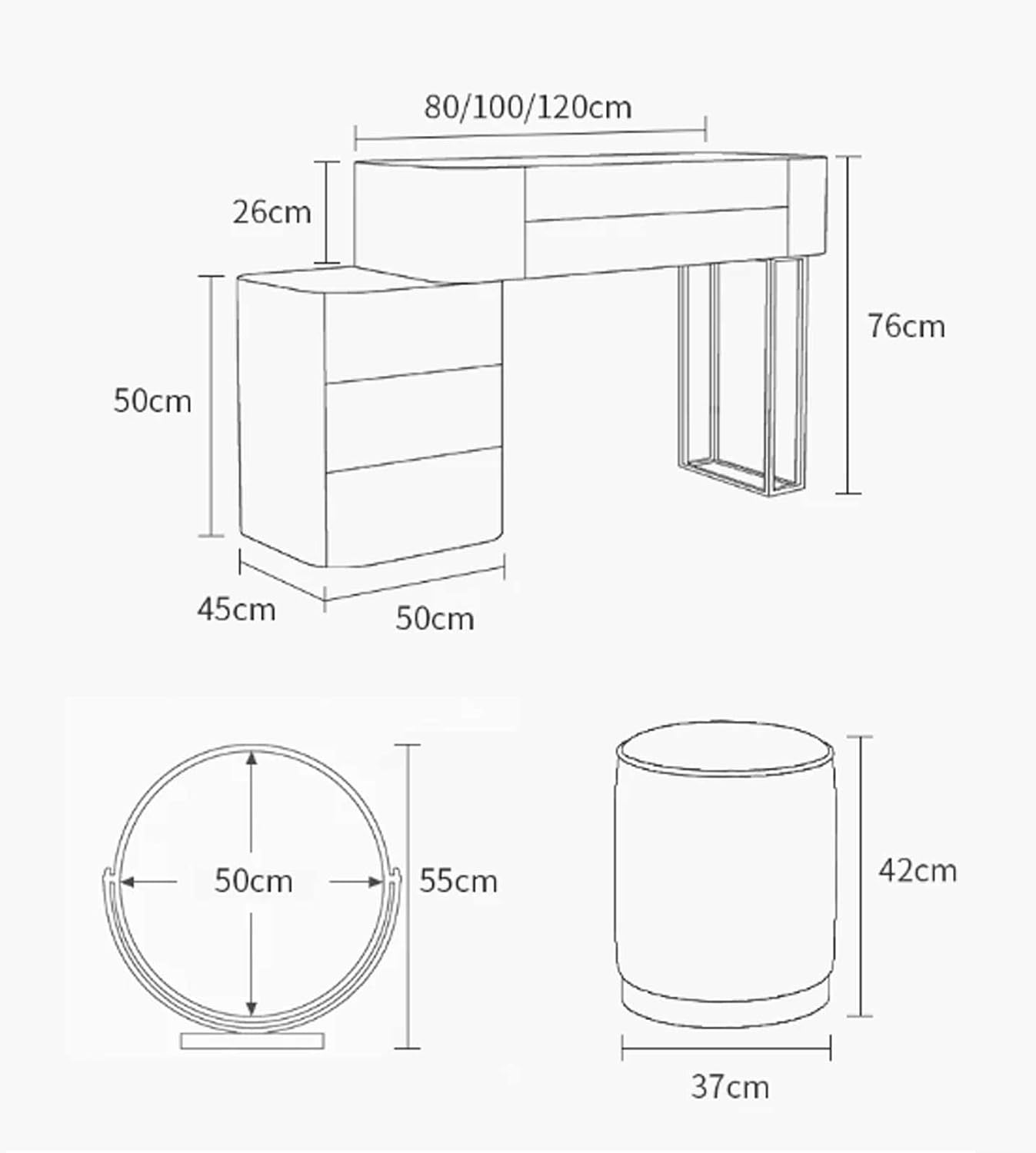 Vanity Desk, Makeup Vanity Set Dark Green Large Makeup Vanity with Mirror and Stool Vanity Desk Makeup Table with Drawers Nightstand Bedroom Furniture Makeup Dressing Table Set ( Color : Green , Size L120cm Green
