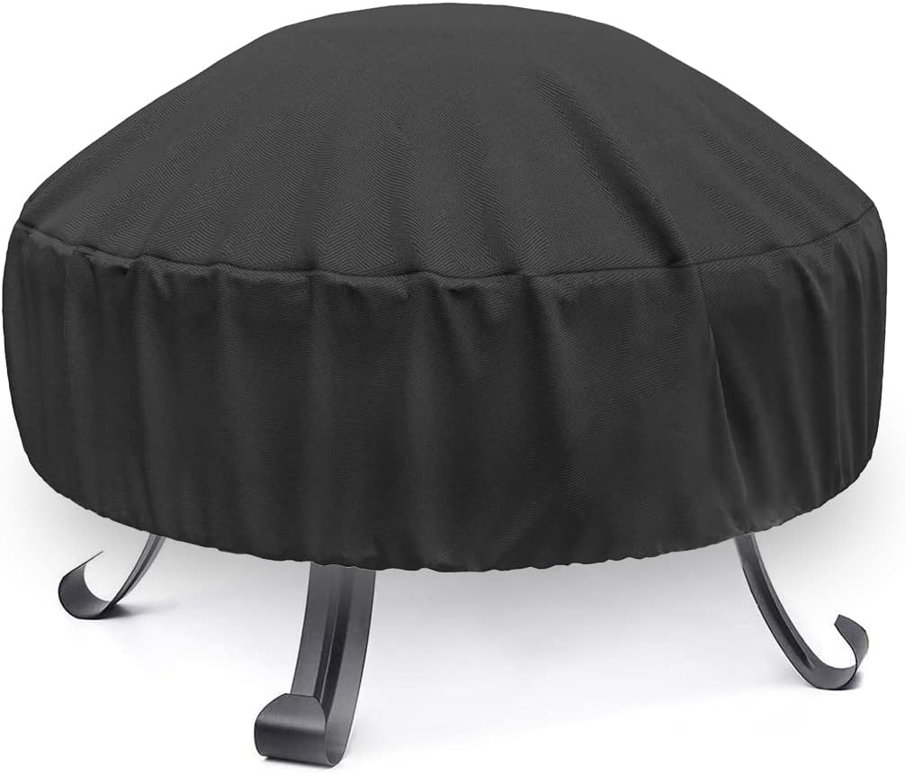 Vodche Fire Pit Cover Round for Fire Pit 22 Inch - 32 Inch, 420D Heavy Duty Outdoor Fire Pit Cover Full Coverage Patio Outdoor Fireplace Cover, Waterproof, Dustproof and Anti UV, Fit All Seasons