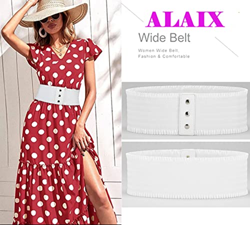 ALAIX Women's Wide Belt Stretchy Dress Belts Elastic Snap-Button Corset Belts for Women Waist Belt Waistband2