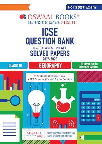 Image of Oswaal Class 10 ICSE Question Bank Geography (2017 - 2026) |For 2027 Exam Chapter-wise & Topic-wise with Competency Based Questions | Includes 2026 ... | Self-Assessment Papers | Practice Papers