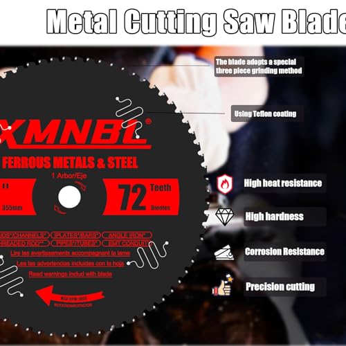Image of 14 Inch Metal Cutting Saw Blade,Replace for Diablo D1472CF 14 Inch Metal Chop Saw Blade,Compatible with Evolution etc 14 Cutting Saw.72T Carbide Saw Blade.Steel Cutting Saw Blade.Longer Life 5X
