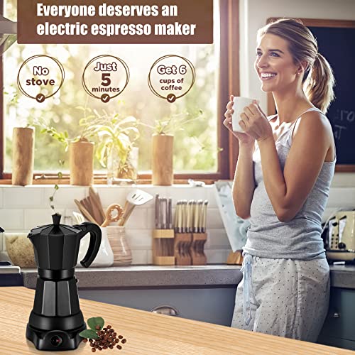Shangsky ZWUS1209-3277966 Coffee Pot Electric Coffe Maker 6 Cup, Espresso Coffee Maker Cafeteras Electricas Italian Coffee Pot Espresso Makers Portable Aluminum Electric Mocha Pot thumb #1