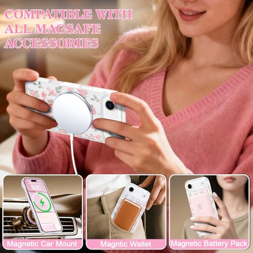 Etui compatible MagSafe iPhone Air coque fleur rose antichoc - 6