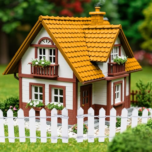 Bewudy 1 Stück Miniatur Zaun Gartendekor, 90x5cm Miniatur Zaun Gartenzaun Holz Miniaturzaun Aus Holz Mini Gartenmöbel Wichtel Holzzaun Zum Basteln Terrarium Puppen DIY-Dekor (Weiß)