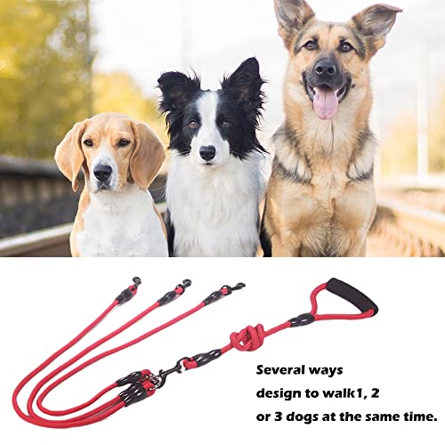 Hundeleinen, 3-in-1 Hundeleine, mit Verstellbarer Abnehmbarer Kupplung, Hund Kette Leine, Anti-Zieh Haustier Hund Führen Leine Kette für EIN, Zwei, DREI Hunde Pet Walking Wandern