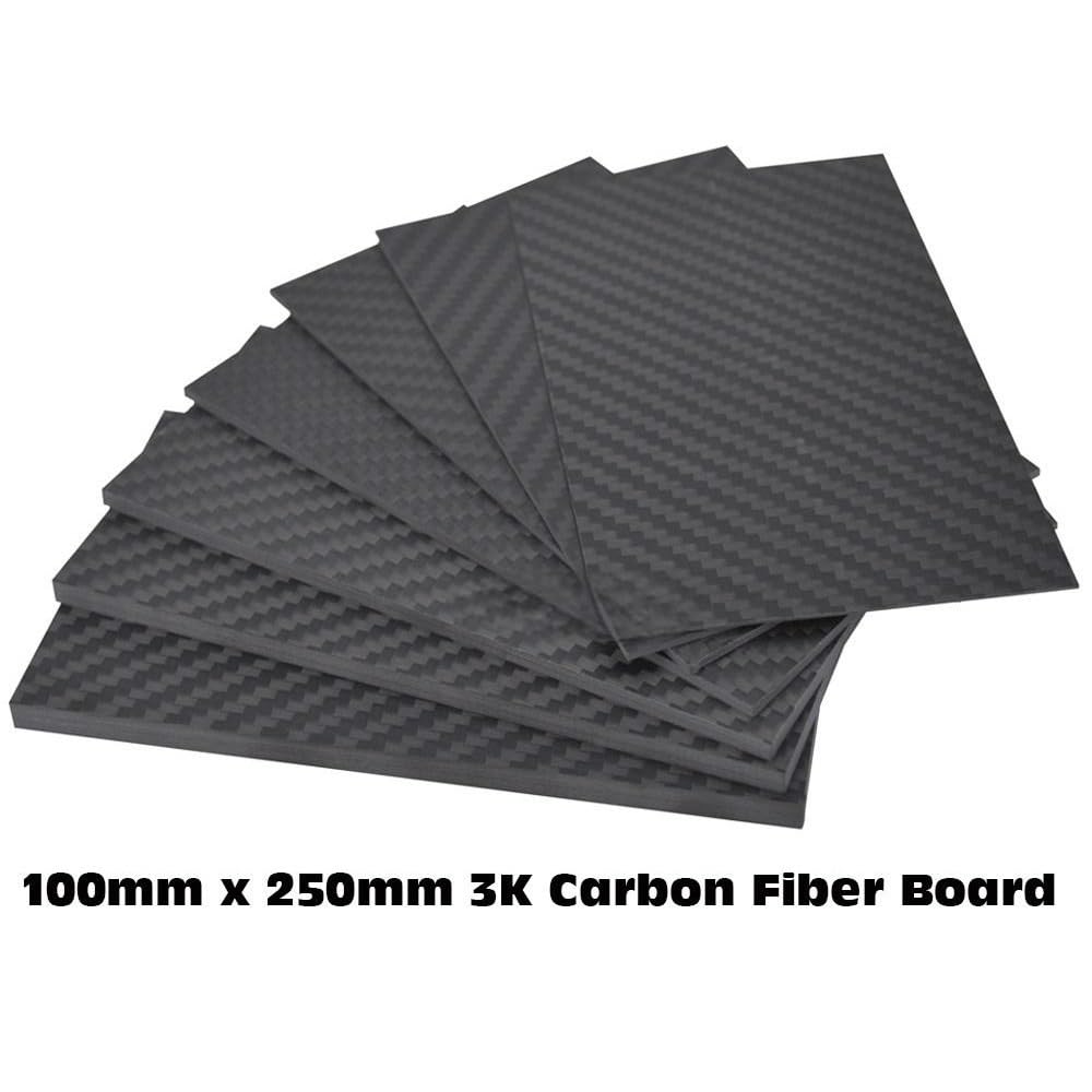 1 pannello in lamiera di carbonio puro 3K da 100 mm x 250 mm, pannello composito leggero for parti di elicotteri modello(3mm)